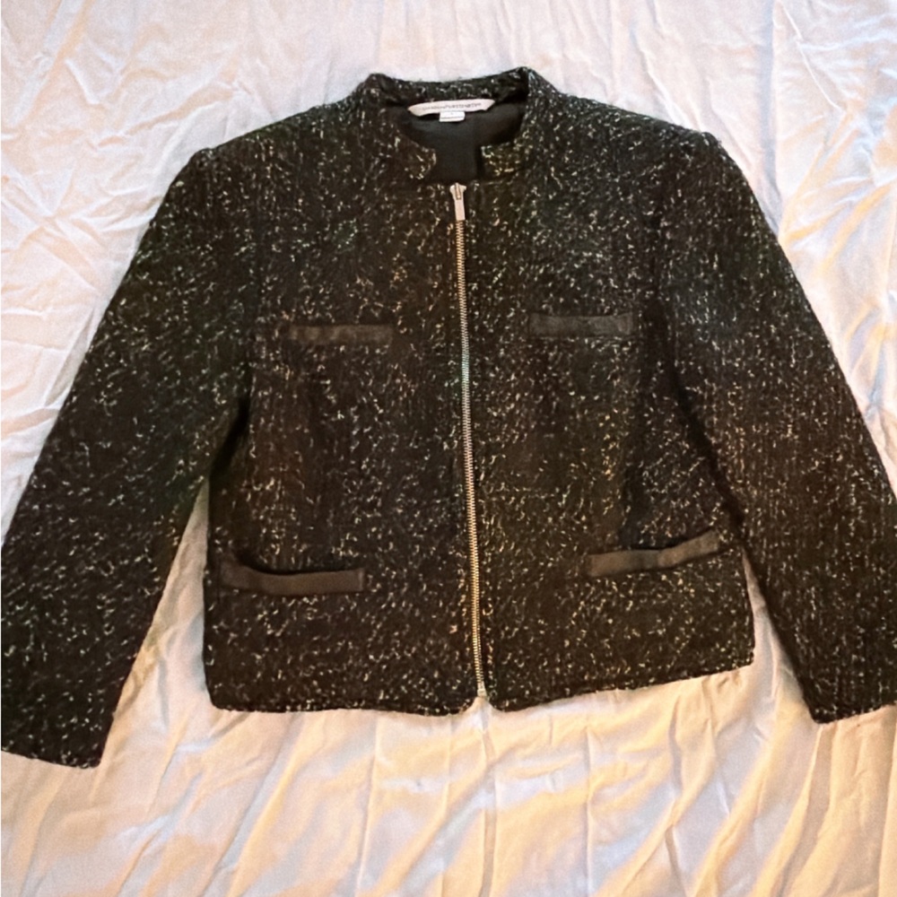 Diane Von Furstenberg Black Tweed Jacket